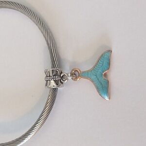 Gold with Blue‎ Enamel Mermaid Tail Dangle Charm for Pandora Style Bracelet